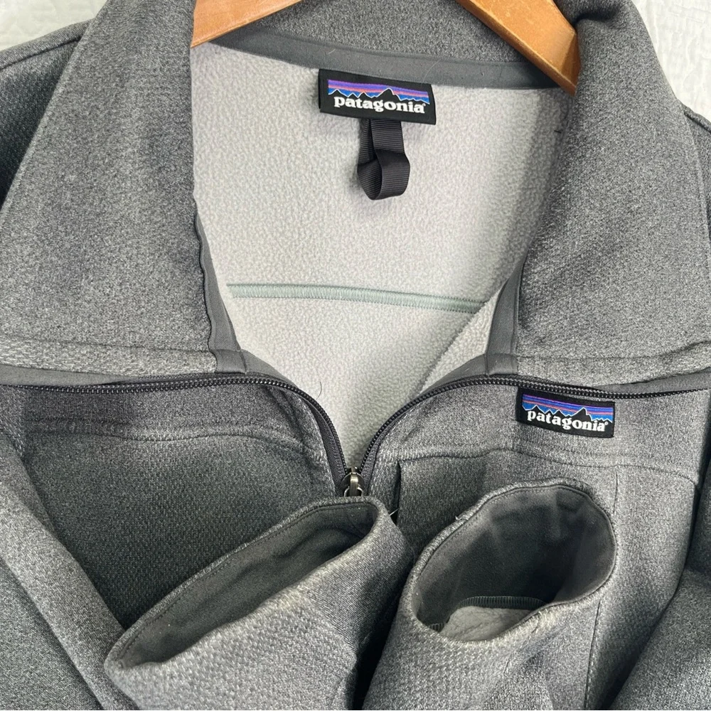 Patagonia Ukiah Jacket Fleece Full Zip Mens Size Large Gray Coat Sporty HOLES L